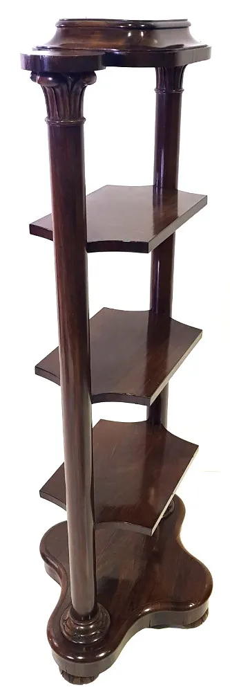 Very Unusual William IV Rosewood 4-Tier What-Not Book Stand