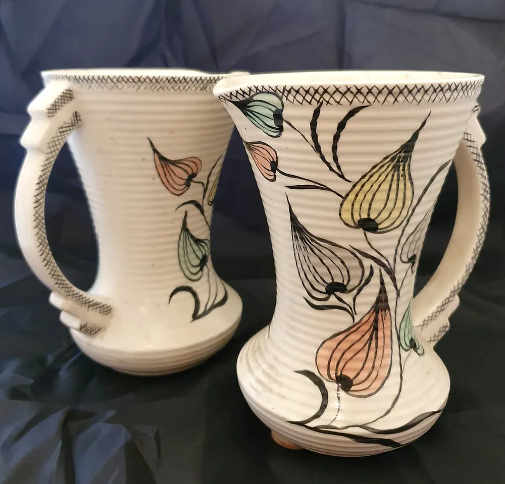 Lovely Pair of 1950s Vulcan Ware Porcelain Jugs or Vases