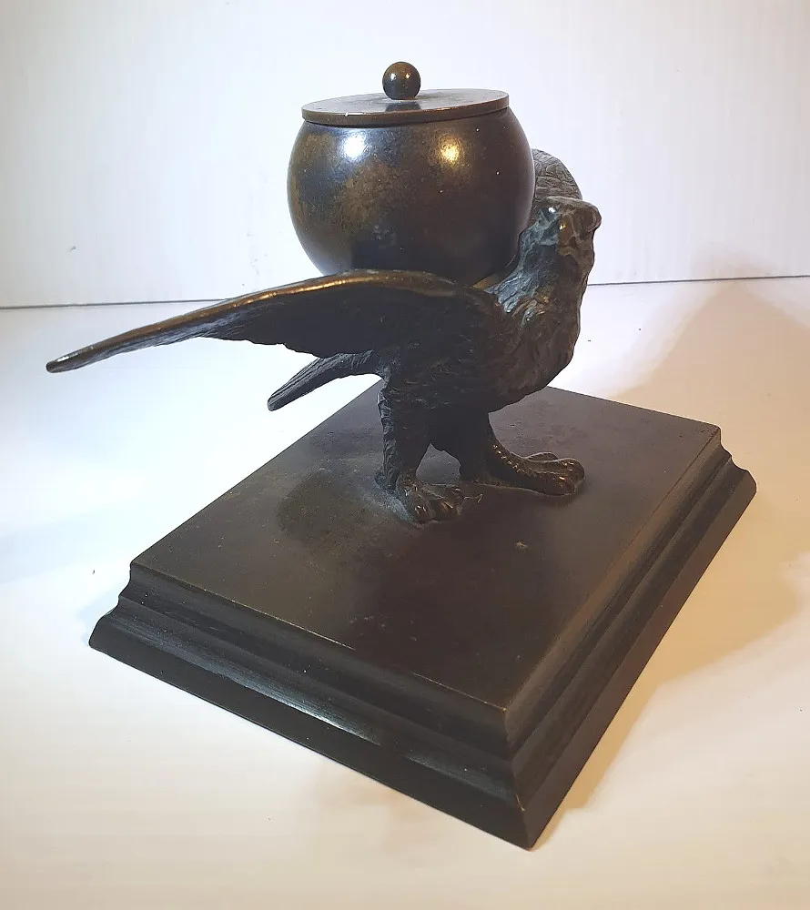 19th Century Bronze Desk Paper Weight or Inkwell 