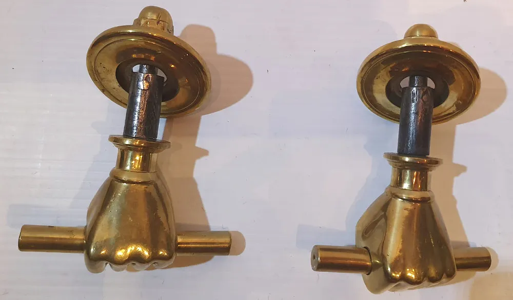 Pair of 19th Century Brass Fist Shaped Door Pulls