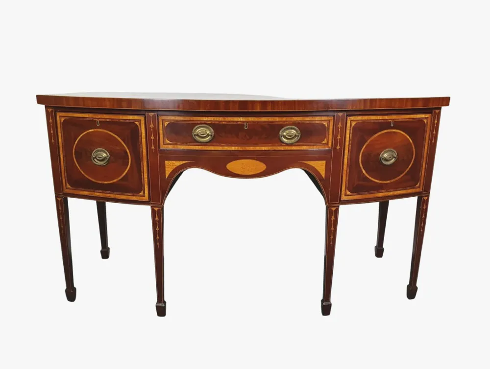 A Very Fine 19th Century Inlaid Mahogany Bowfront Sideboard