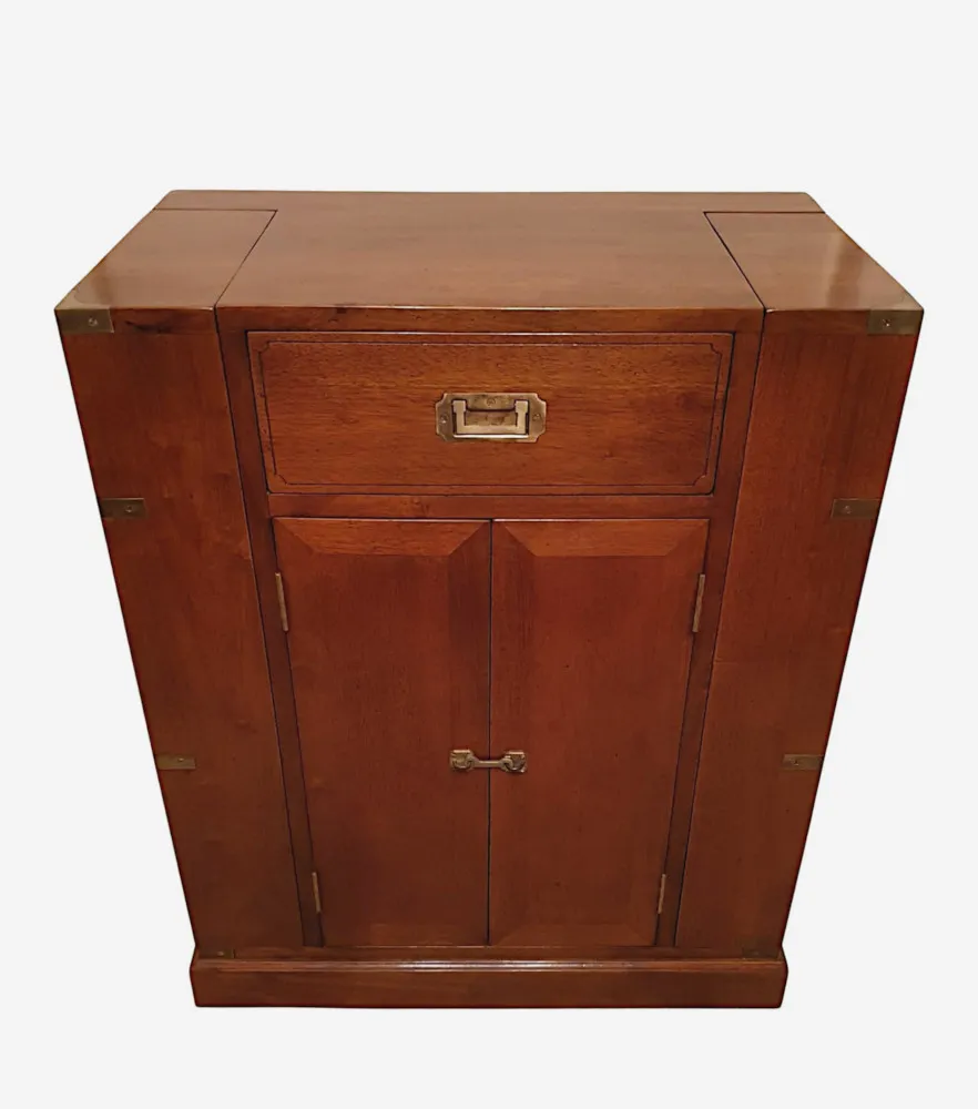 A Fine Quality 20th Century Cherrywood Drinks Cabinet in the Campaign Style 