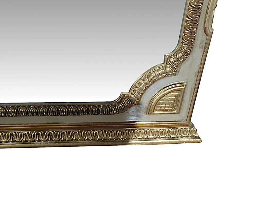 A Very Fine Early 20th Century French Parcel Gilt Marble Top Console Table and Matching Giltwood Mirror
