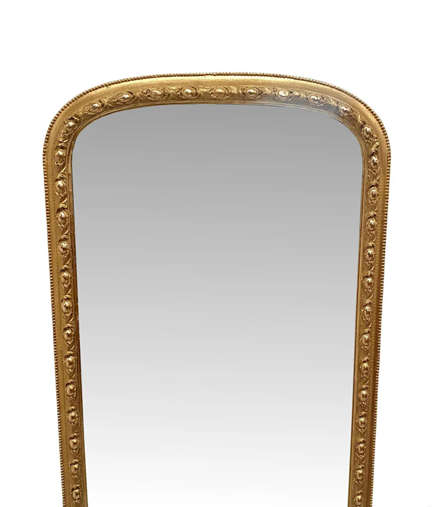 A Very Rare and Tall 19th Century Giltwood Dressing or Pier Mirror