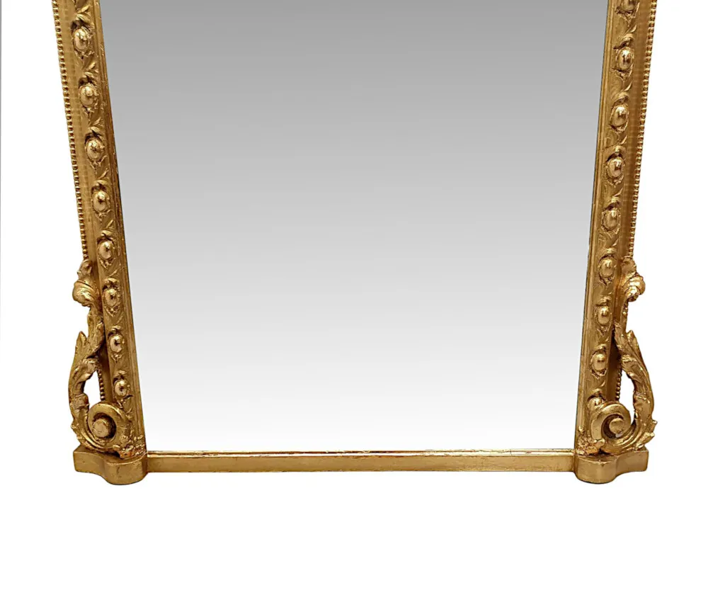 A Very Rare and Tall 19th Century Giltwood Dressing or Pier Mirror