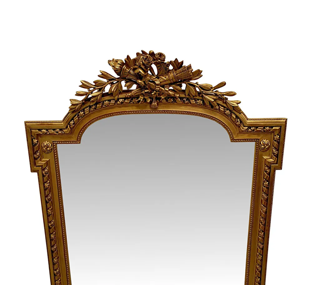 A Gorgeous 19th Century Gilt Finish Hall or Overmantle Mirror