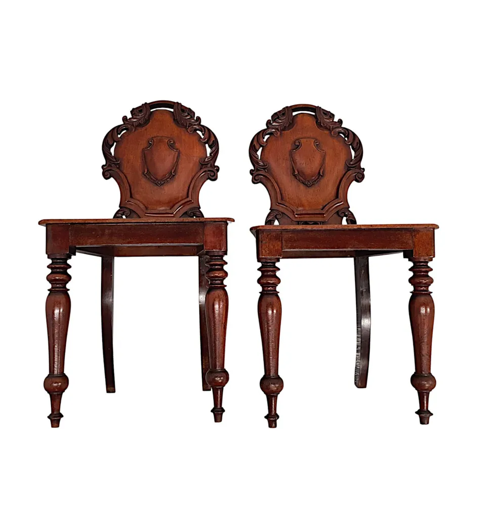 A Very Fine Pair of 19th Century Hall Chairs