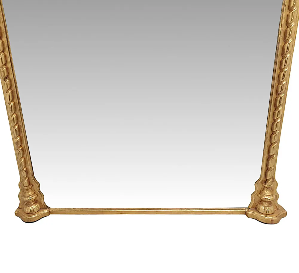 A Fabulous 19th Century Overmantle Mirror with Ribbon Twist Detail
