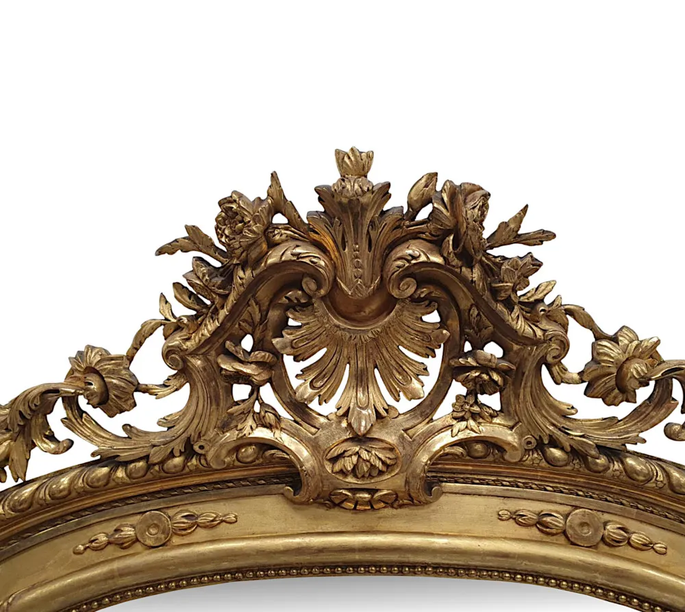 A Very Fine Large 19th Century Giltwood Overmantel or Hall Mirror