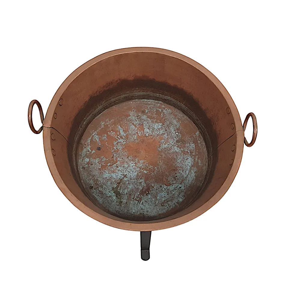A Very Rare 19th Century Large Copper Log Bucket 