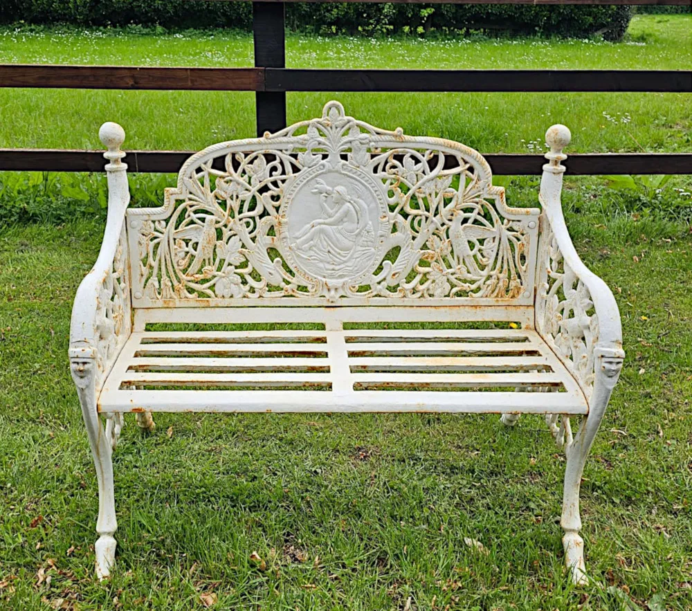  A Stunning 20th Century Victorian Style Heavy Cast Iron Lady Garden Seat