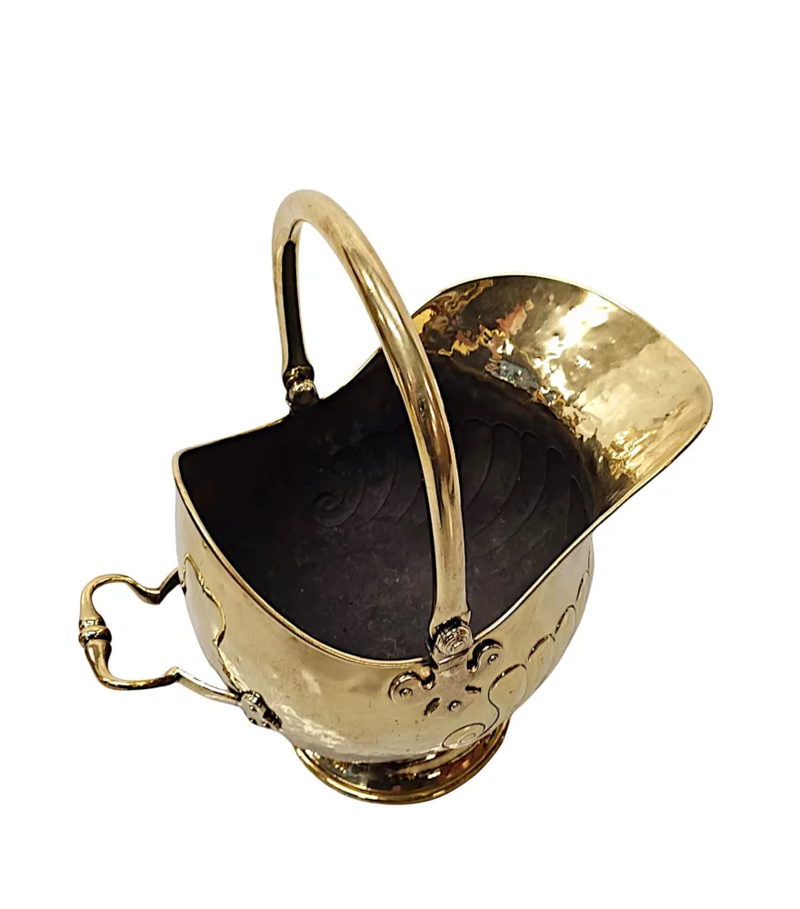 A Gorgeous 19th Century Polished Brass Coal Scuttle
