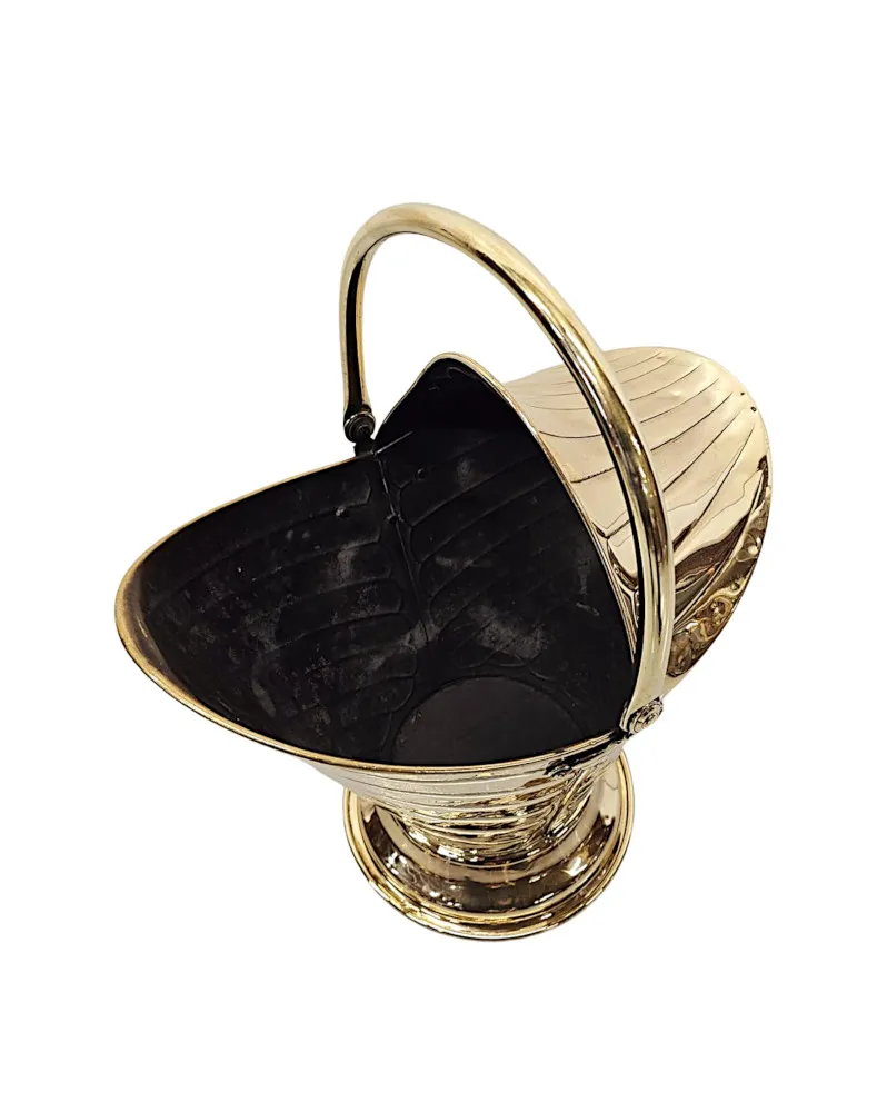 A Lovely 19th Century Polished Brass Helmet Coal Scuttle
