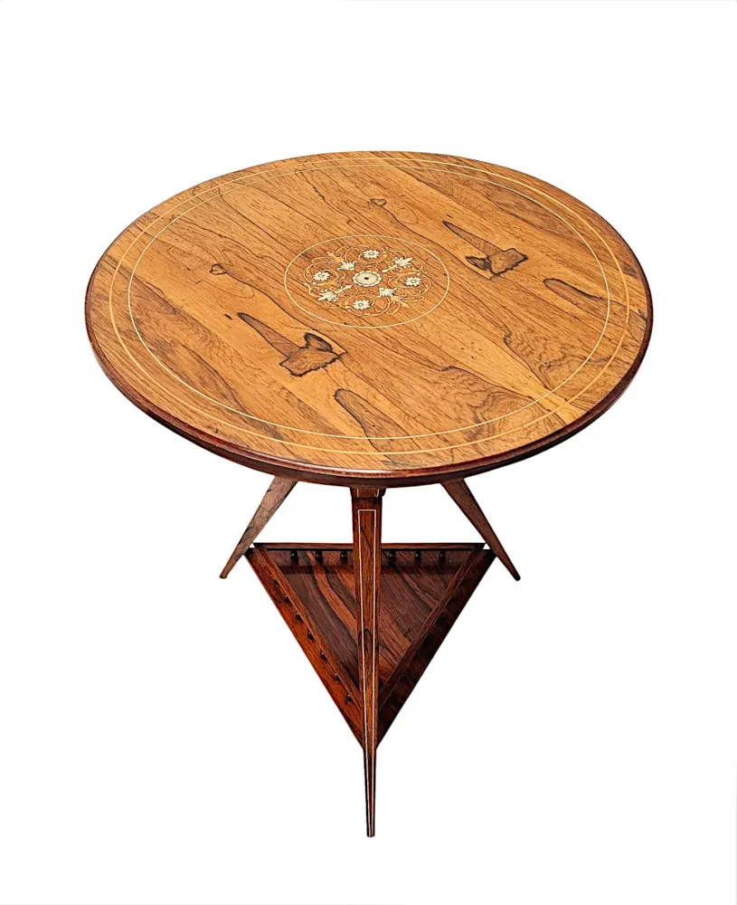 A Fabulous Edwardian Inlaid Rosewood Lamp or Occasional Table