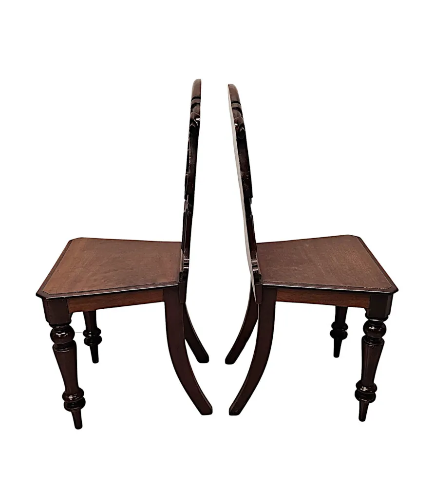 A Very Fine Pair of 19th Century Mahogany Hall Chairs