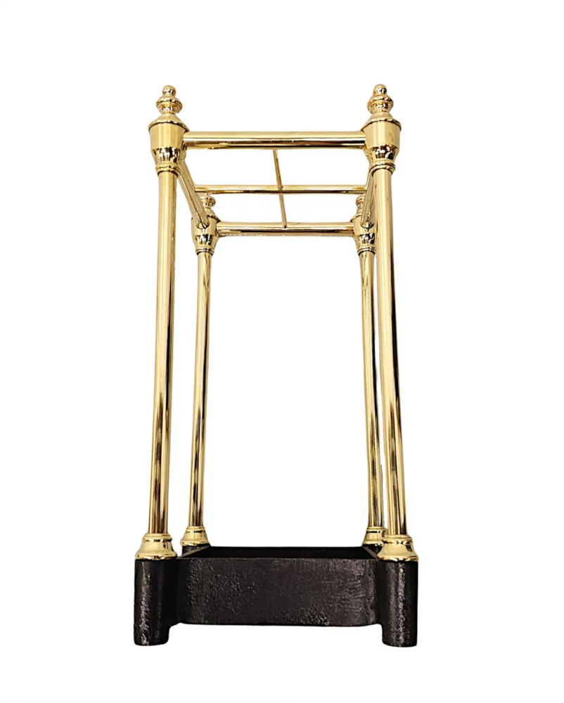  A Gorgeous 19th Century Fully Restored Polished Brass and Cast Iron Stick and Umbrella Stand