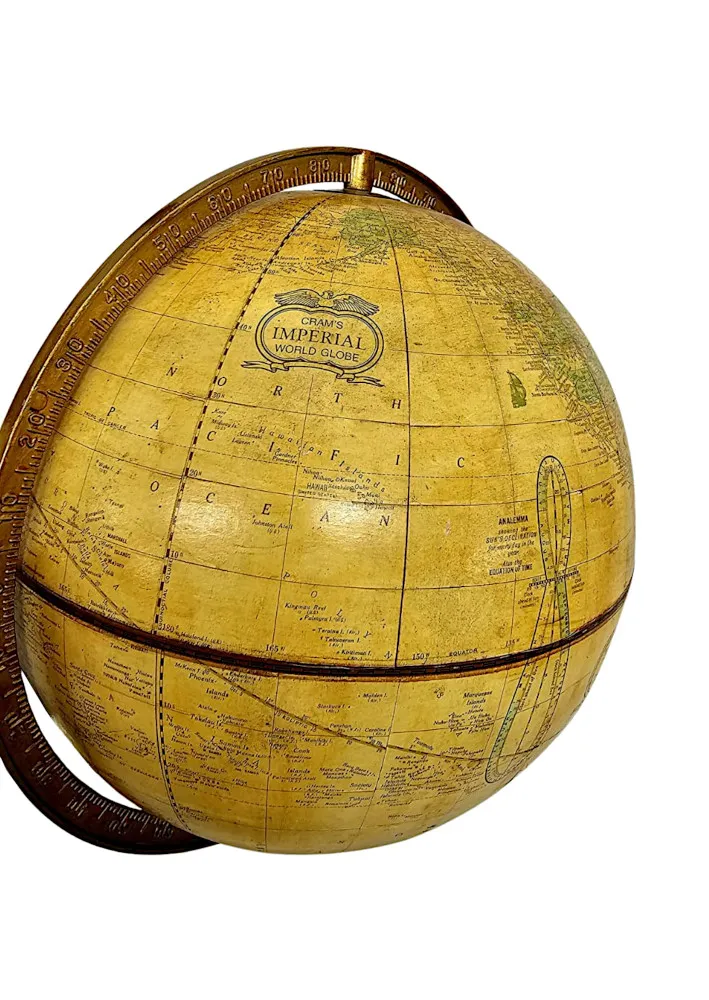  A Lovely Rare Vintage 'Crams' Imperial Globe on Earlier 19th Century Ebonised and Gilded Stand
