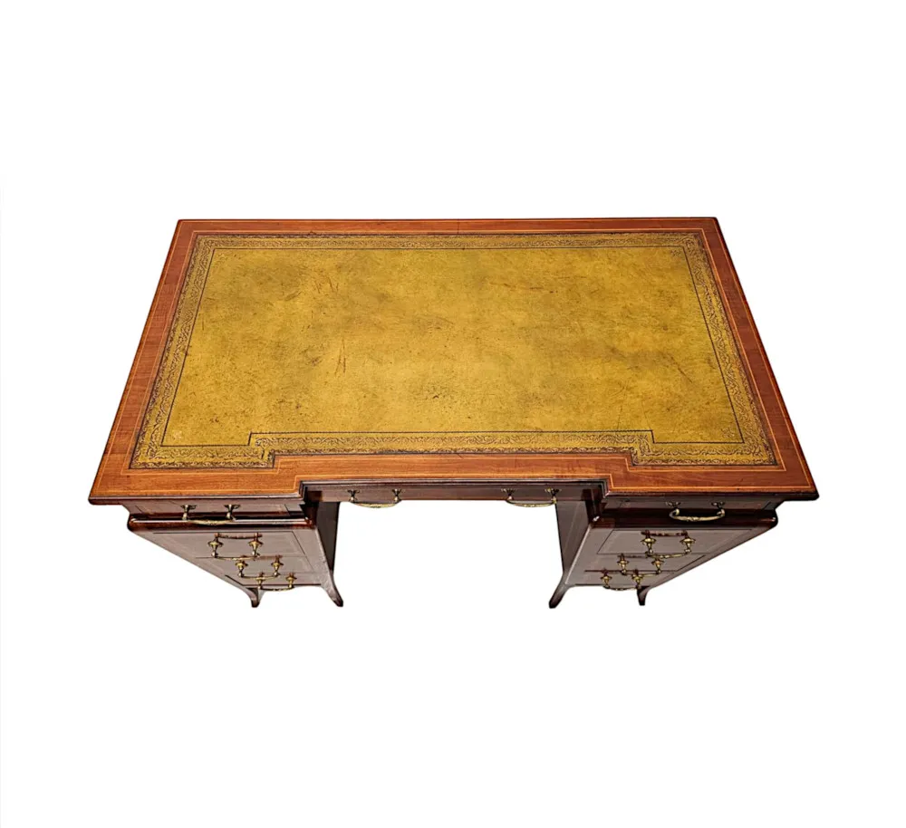 A Stunning Edwardian Leather Top Desk after Edward and Roberts