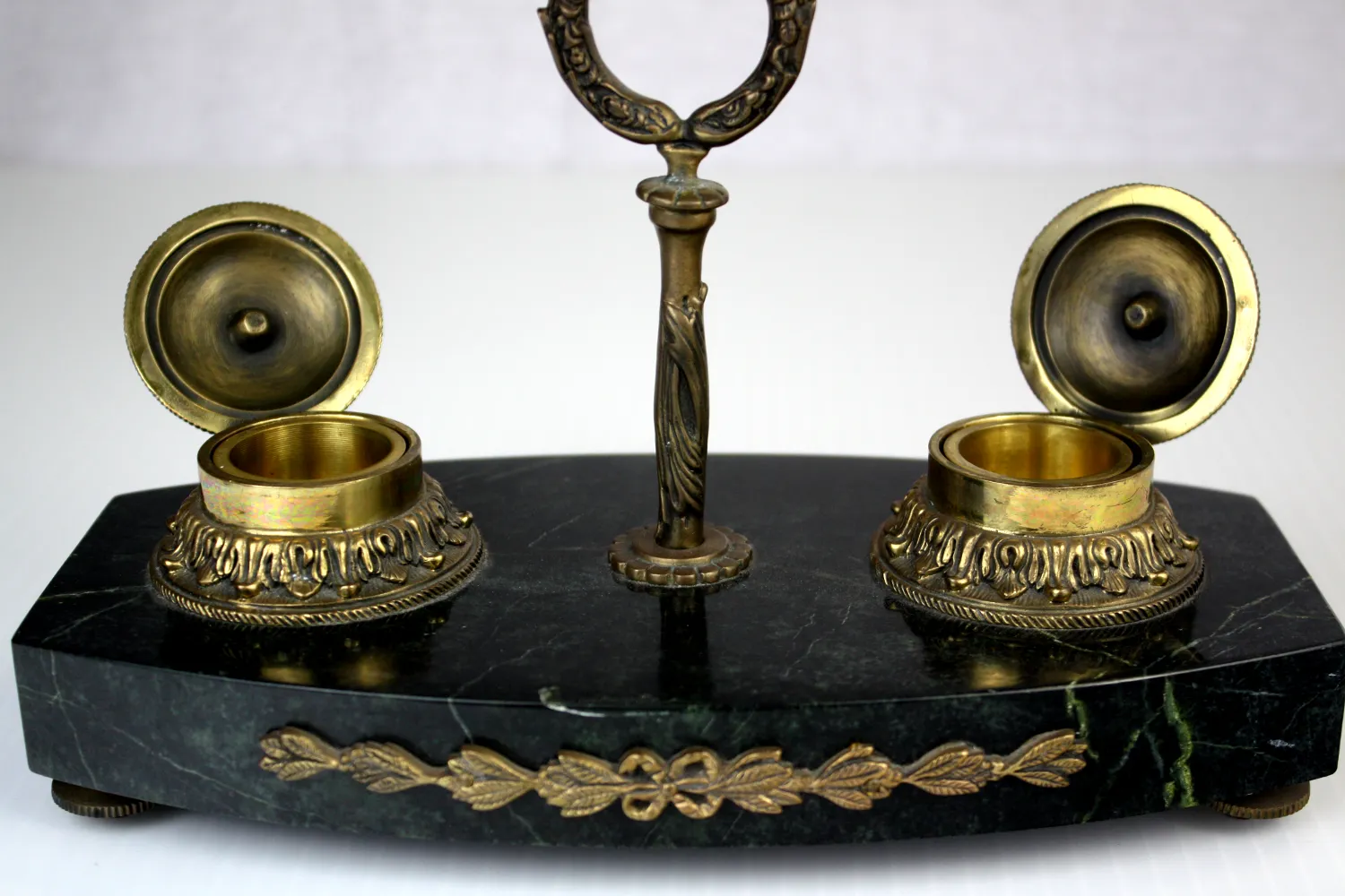 Marble & Brass Inkwell