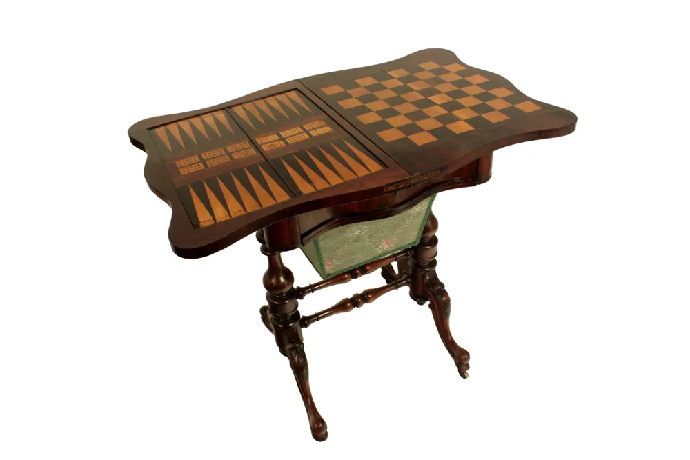 Victorian Rosewood Games Table / Work Box