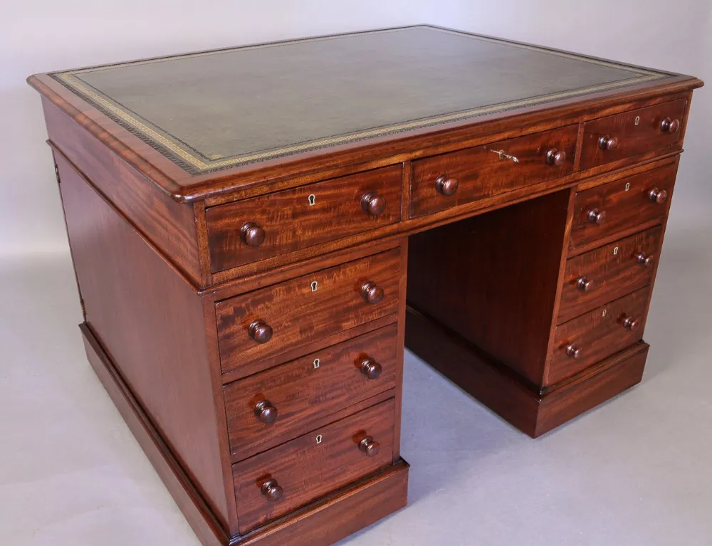 Rare Very Good Quality 19th Century Mahogany Fully Restored Partners Desk