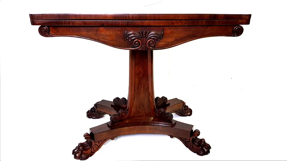 Top Quality William IV (1830 - 1837) Irish Rosewood Turn-over Leaf Card Table