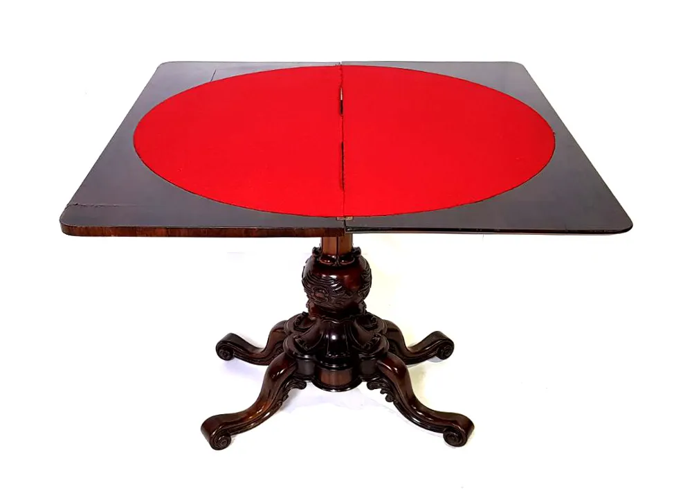 Top Quality 19th Century Rosewood Turn-over Leaf Card Table 