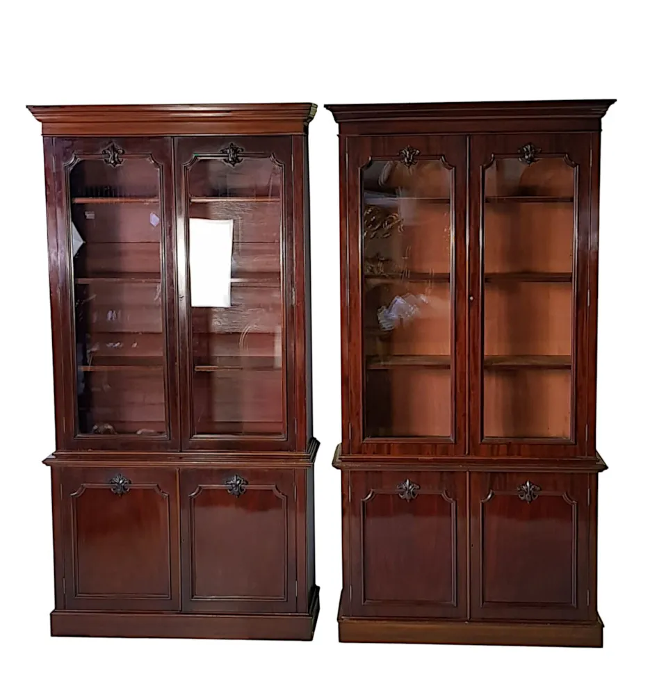 A Very Rare and Fine Pair of 19th Century Mahogany Bookcases