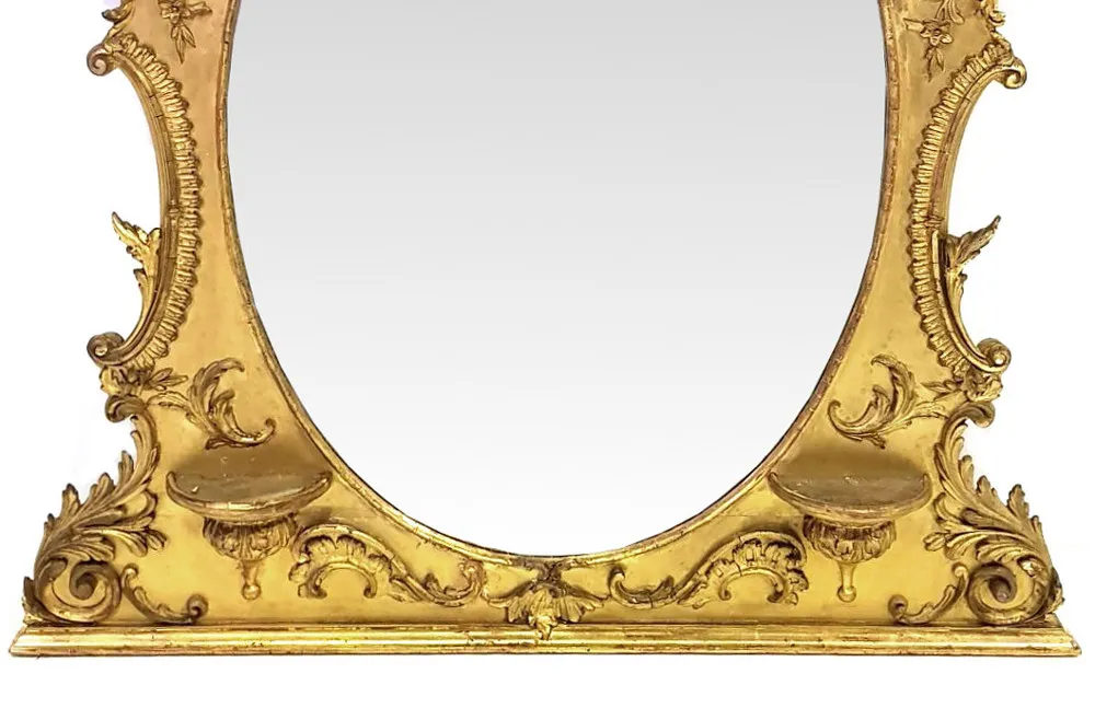 Unusual 19th Century Gilt Overmantle Mirror