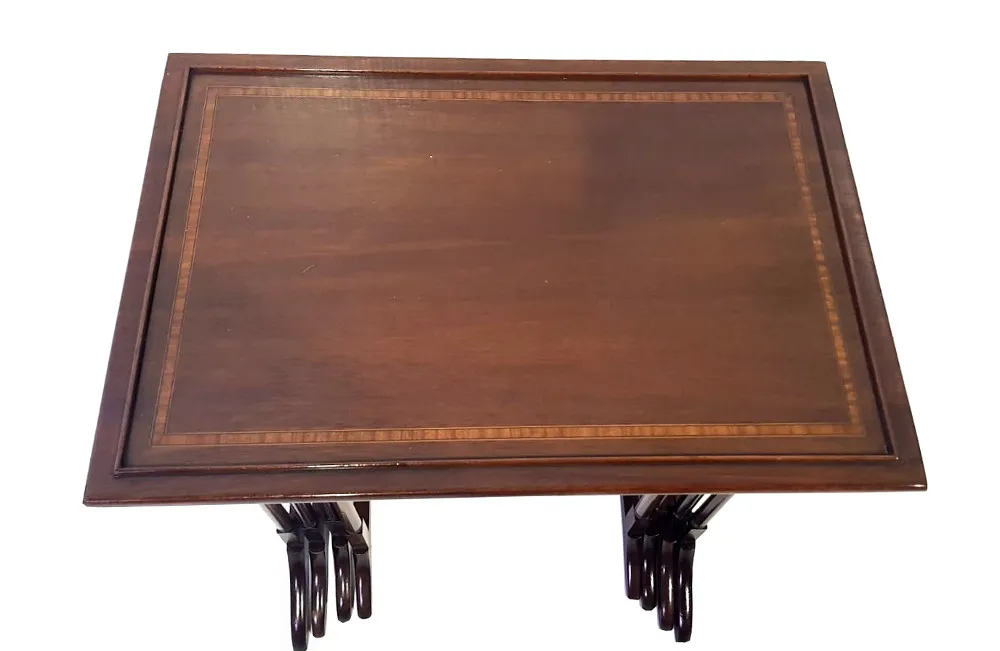 Good Quality Fully Restored Nest of 4 Edwardian Inlaid Mahogany Tables