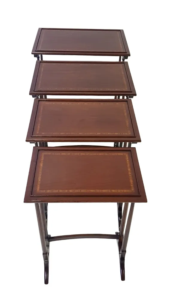 Good Quality Fully Restored Nest of 4 Edwardian Inlaid Mahogany Tables