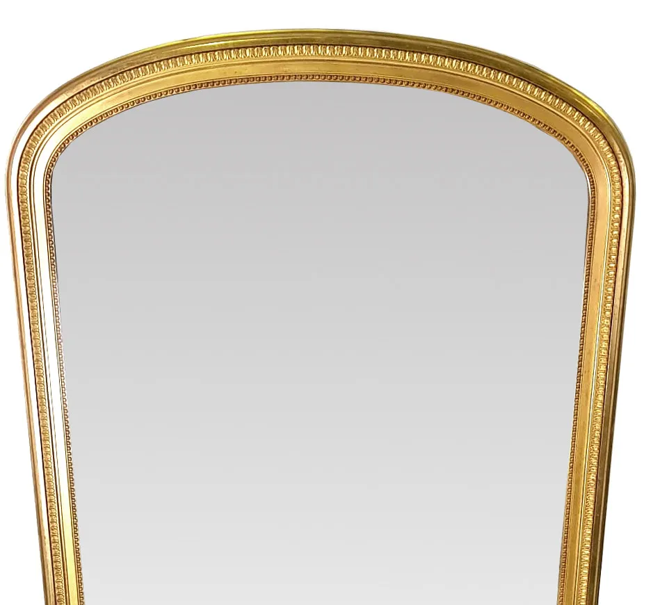 Simple 19th Century Gilt Arch-Top Tall Mirror