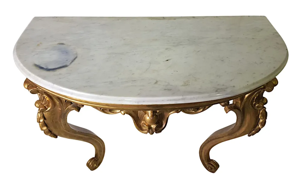 19th Century Marble Top Gilt Console Table