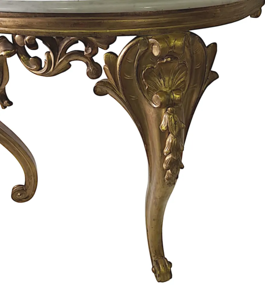 19th Century Marble Top Gilt Console Table