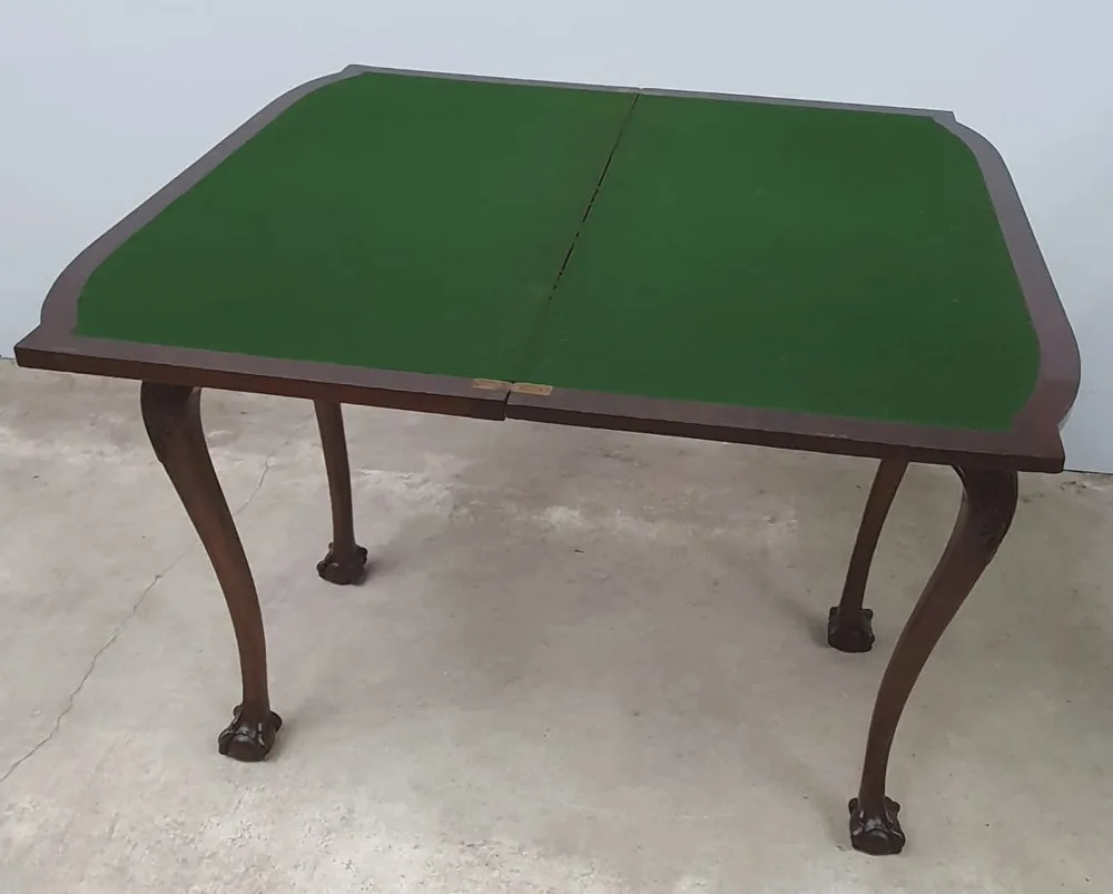  Edwardian Chippendale Style Mahogany Card Table