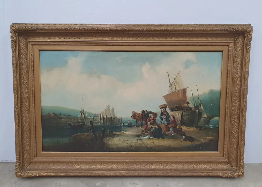 19th Century Oil On Canvas In Gilt Frame 