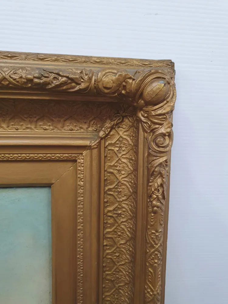 19th Century Oil On Canvas In Gilt Frame 