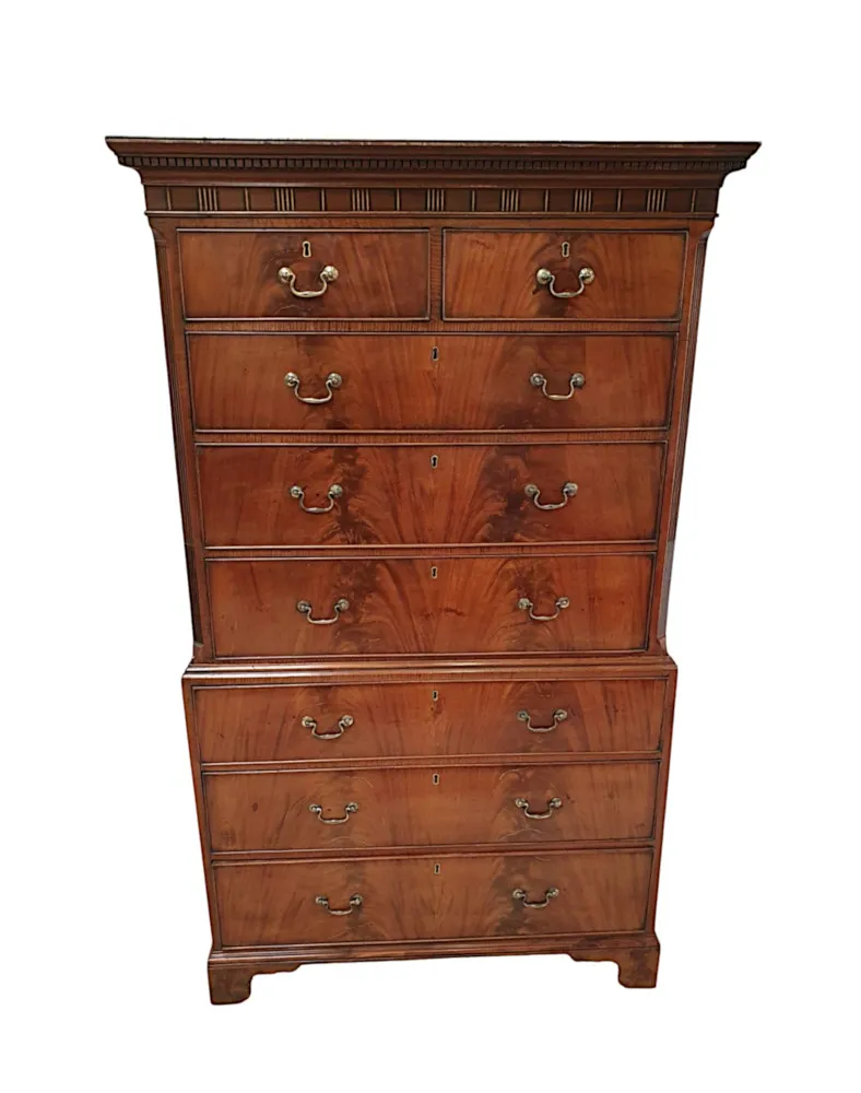 A Superb Early 19th Century George III Flame Mahogany Chest on Chest