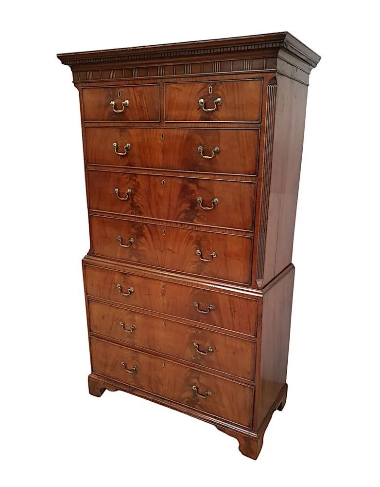 A Superb Early 19th Century George III Flame Mahogany Chest on Chest