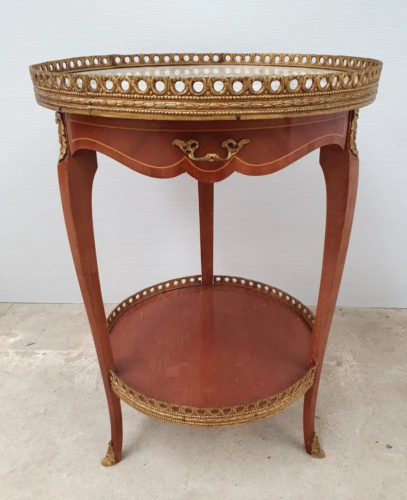 Marble Topped Inlaid Mahogany Side Table 