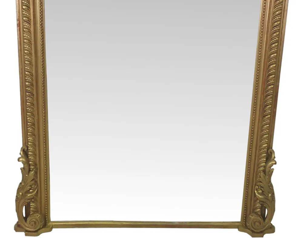 19th Century Tall Narrow Giltwood Overmantle Mirror