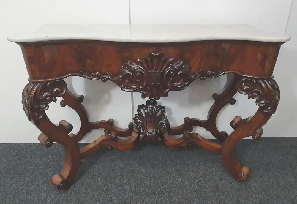 19th Century Pair of Marble Top Console Tables