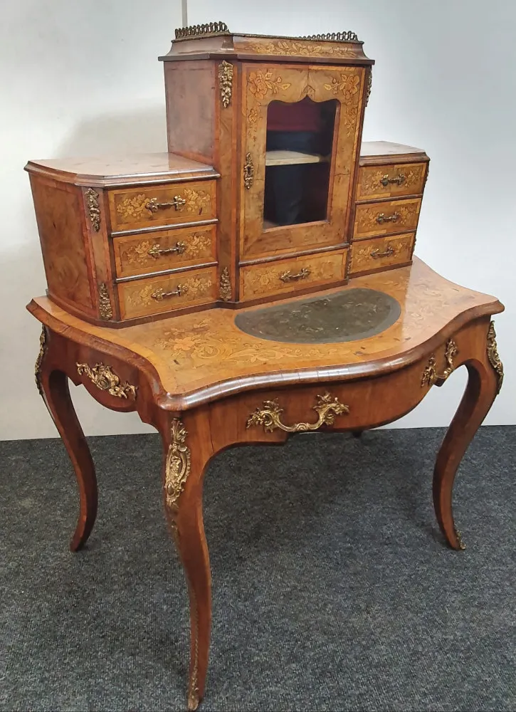  19th Century Burr Walnut Bonheur Du Jour Desk