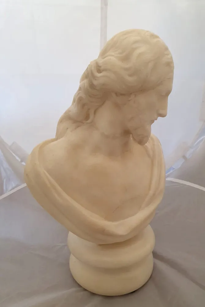 19th Century Hand Carved Marble Bust of Christ