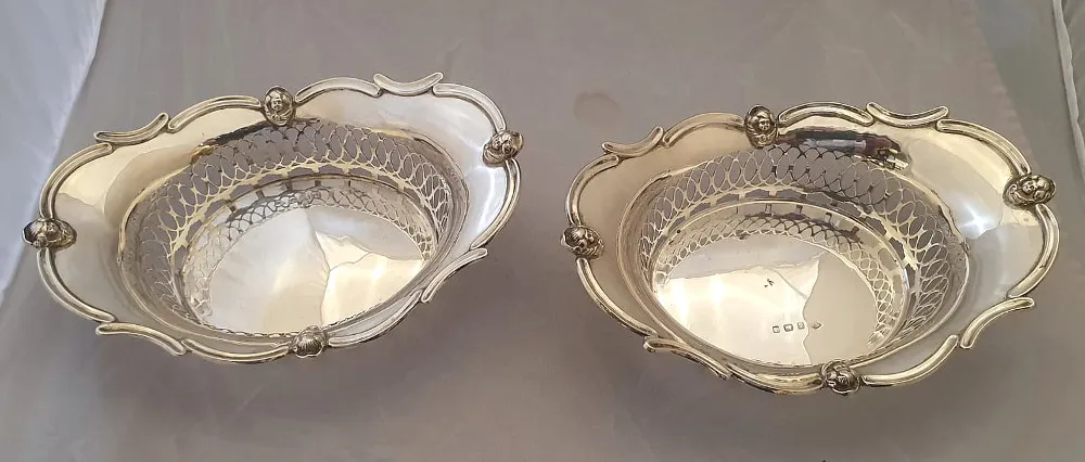  Pair of Edwardian Silver Bon Bon Dishes