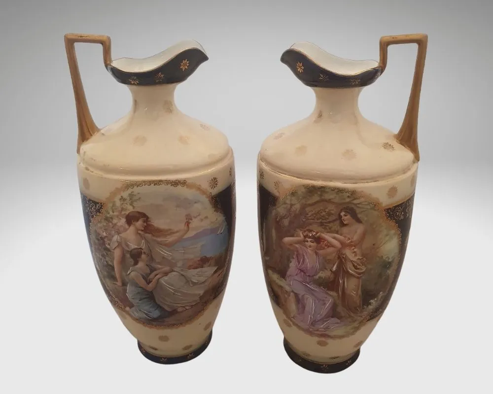 Pair of Early 20th Century Porcelain Vases or Jugs