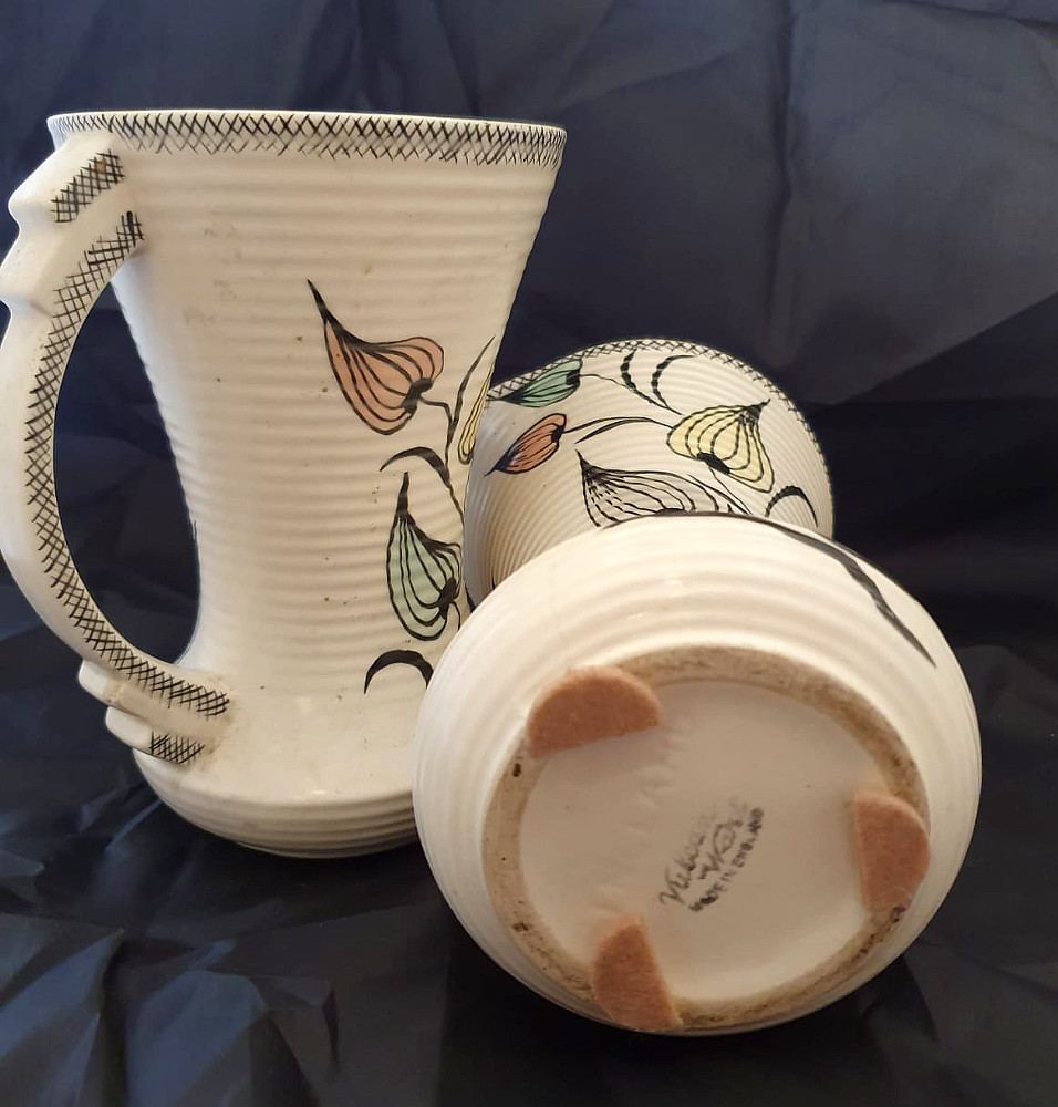Lovely Pair of 1950s Vulcan Ware Porcelain Jugs or Vases