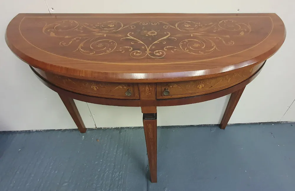 Pair Of Edwardian Demi Lune Tables