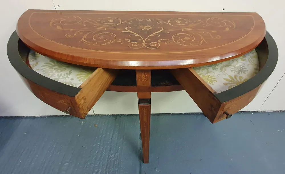 Pair Of Edwardian Demi Lune Tables