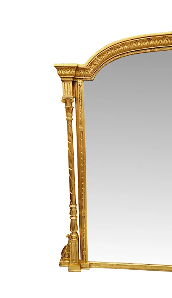 An Exceptional Massive 19th Century Giltwood Overmantel Mirror